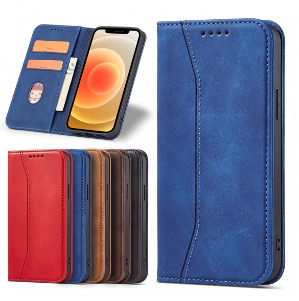 Magnet Fancy Case Fodral för iPhone 12 Pro Cover Card Plånbok Kortställ Blå