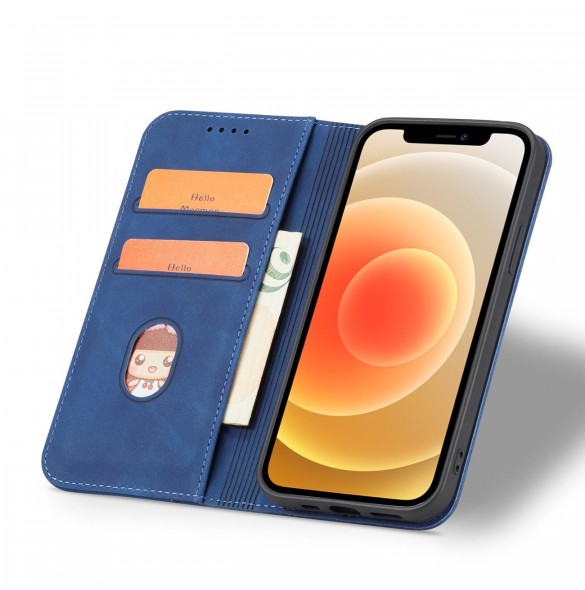 Magnet Fancy Case Fodral för iPhone 12 Pro Cover Card Plånbok Kortställ Blå