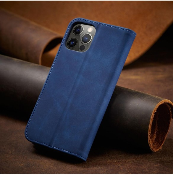 Magnet Fancy Case Fodral för iPhone 12 Pro Cover Card Plånbok Kortställ Blå