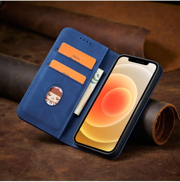 Magnet Fancy Case Fodral för iPhone 12 Pro Cover Card Plånbok Kortställ Blå