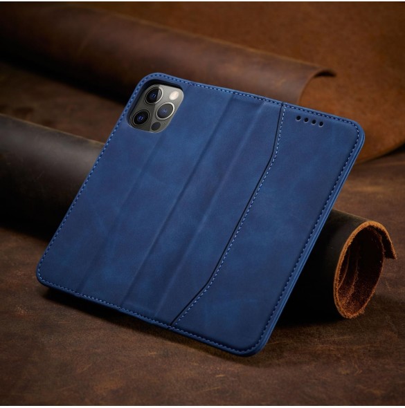 Magnet Fancy Case Fodral för iPhone 12 Pro Cover Card Plånbok Kortställ Blå
