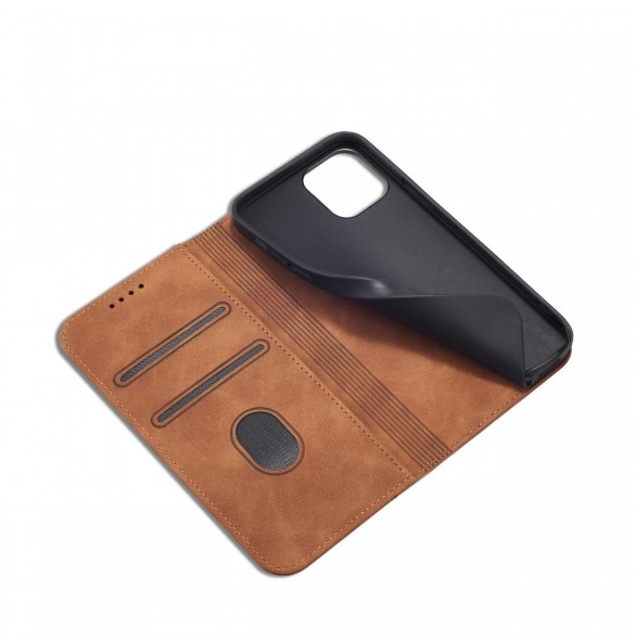 Magnet Fancy Case Fodral för iPhone 12 Pro Pouch Card Plånbok Kortställ Brun