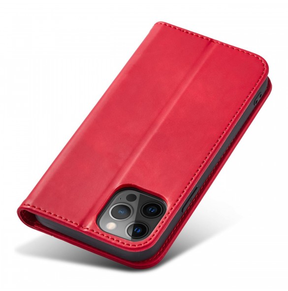 Magnet Fancy Case Fodral för iPhone 12 Pro Pouch Plånbok Korthållare Röd
