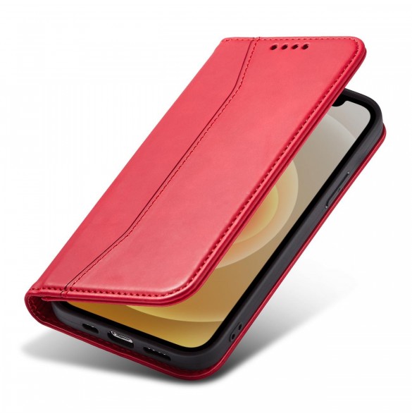 Magnet Fancy Case Fodral för iPhone 12 Pro Pouch Plånbok Korthållare Röd