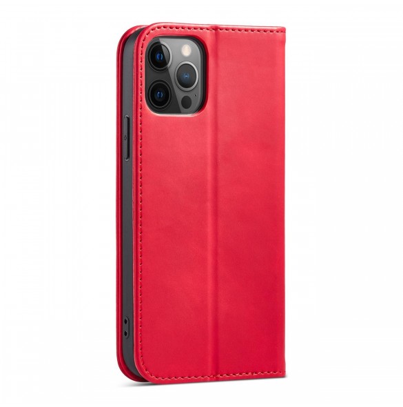 Magnet Fancy Case Fodral för iPhone 12 Pro Pouch Plånbok Korthållare Röd