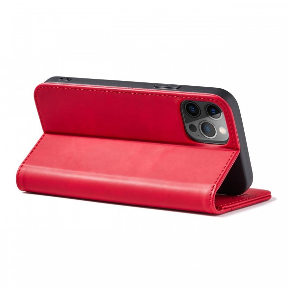 Magnet Fancy Case Fodral för iPhone 12 Pro Pouch Plånbok Korthållare Röd