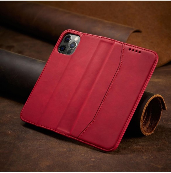Magnet Fancy Case Fodral för iPhone 12 Pro Pouch Plånbok Korthållare Röd