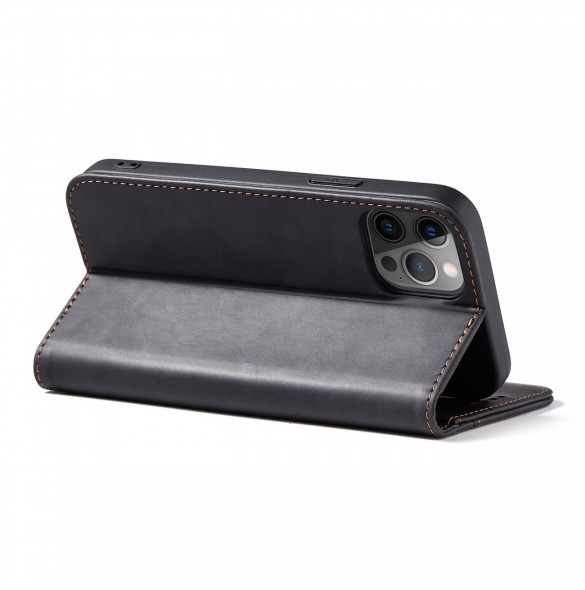 Magnet Fancy Case Fodral för iPhone 12 Pro Max Pouch Plånbok Korthållare Svart