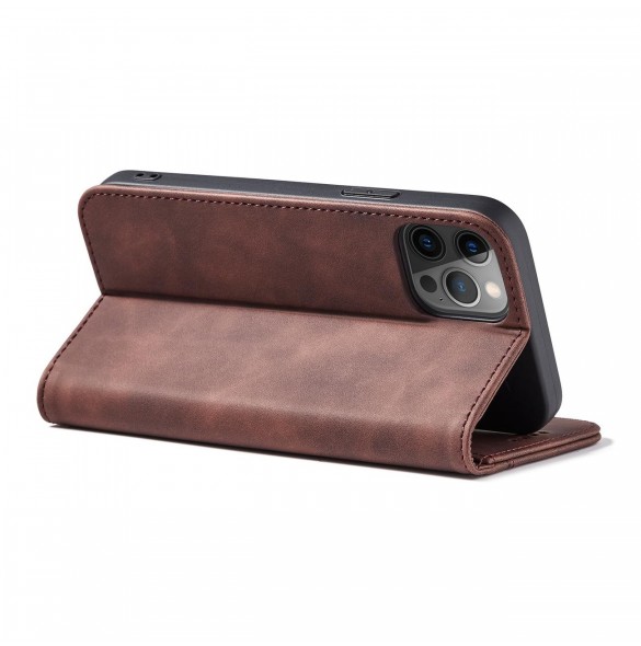 Magnet Fancy Case Fodral för iPhone 12 Pro Max Pouch Plånbok Korthållare Röd