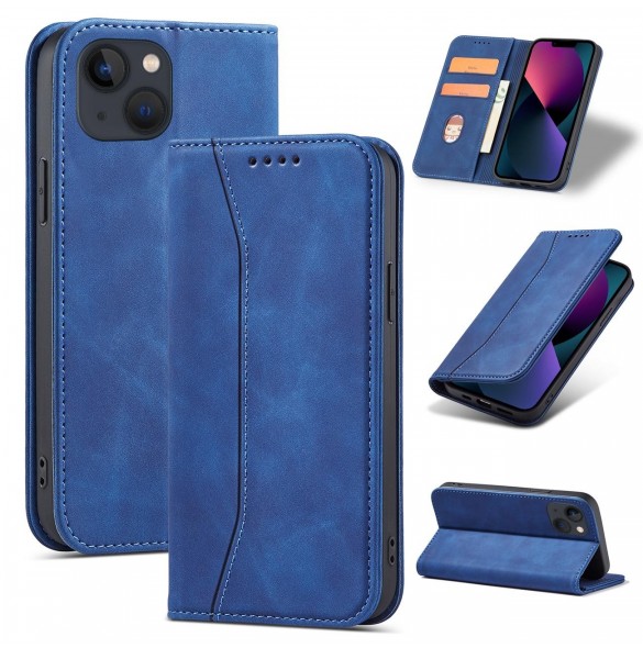 Magnet Fancy Fodral för iPhone 13 mini täckkort plånbok kortställ blå