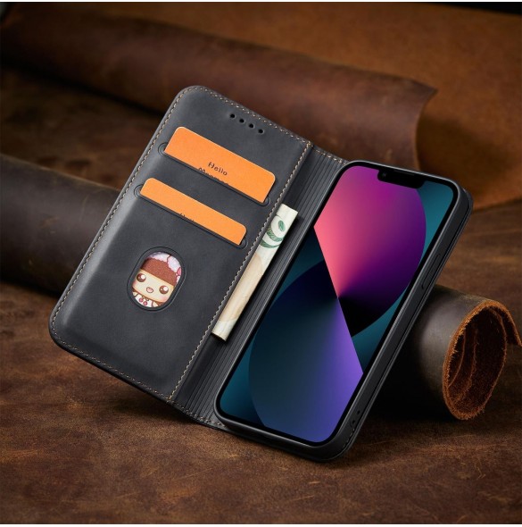 Magnet Fancy Fodral för iPhone 13 Pouch Card Plånbok Kortställ Svart