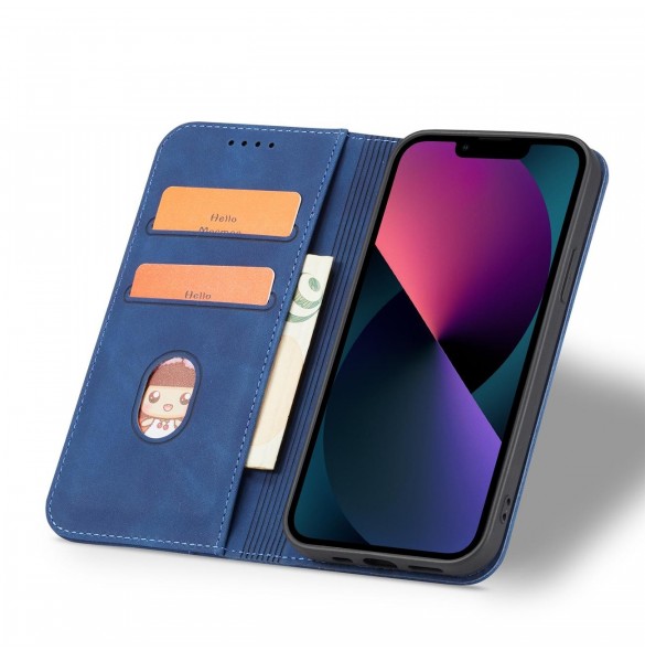Magnet Fancy Fodral för iPhone 13 täckkort plånbok kortställ blå
