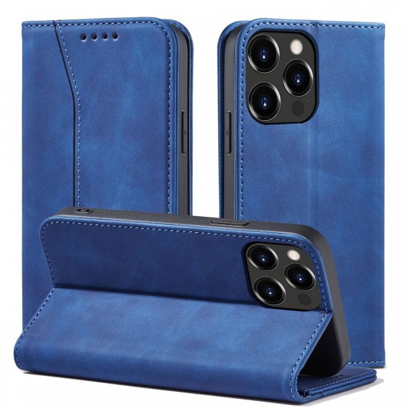 Magnet Fancy Case Fodral för iPhone 13 Pro Pouch Card Plånbok Kortställ Blå