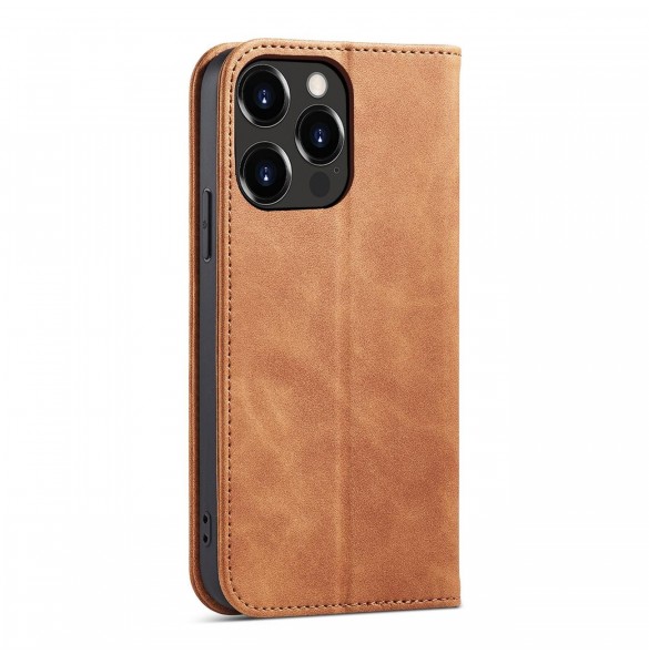 Magnet Fancy Case Fodral för iPhone 13 Pro Cover Card Plånbok Kortställ Brun