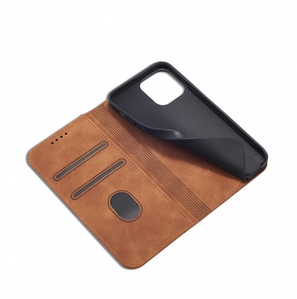 Magnet Fancy Case Fodral för iPhone 13 Pro Cover Card Plånbok Kortställ Brun