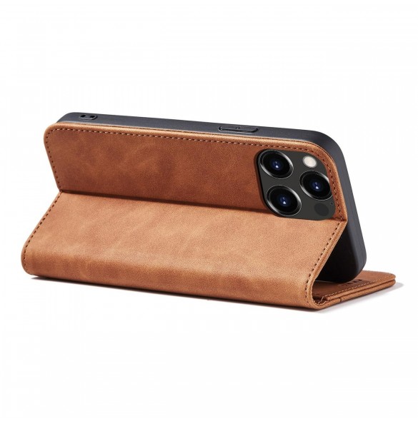 Magnet Fancy Case Fodral för iPhone 13 Pro Cover Card Plånbok Kortställ Brun