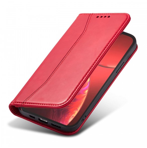 Magnet Fancy Case Fodral för iPhone 13 Pro Cover Card Plånbok Kortställ Röd