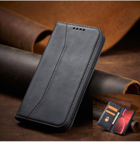 Magnet Fancy Case Fodral för iPhone 13 Pro Max Pouch Plånbok Korthållare Svart