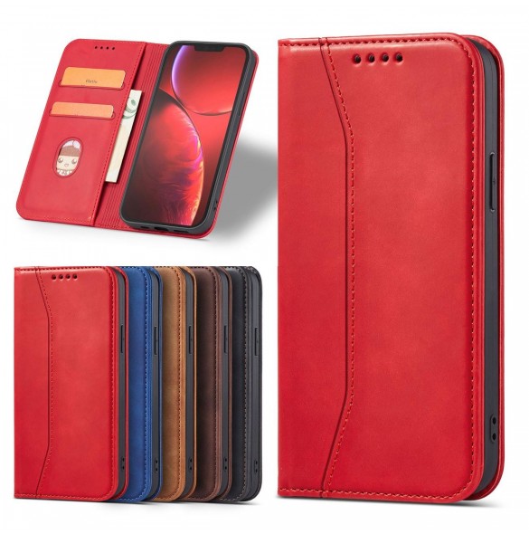 Magnet Fancy Case Fodral för iPhone 13 Pro Max Pouch Plånbok Korthållare Röd