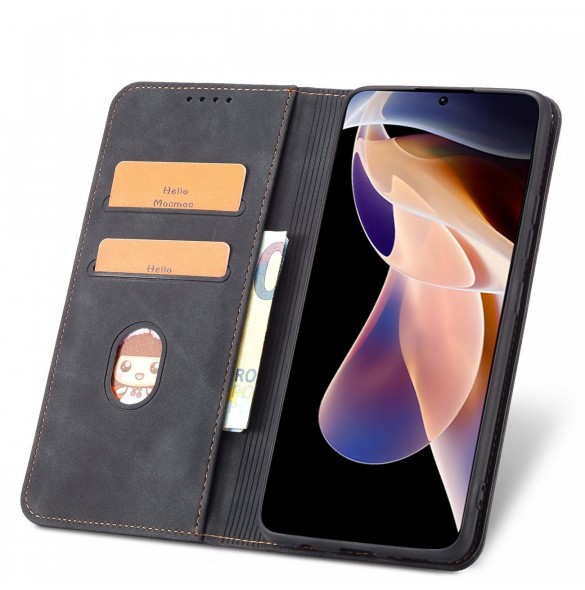 Magnet Fancy Case Fodral för Xiaomi Redmi Note 11 Pro Pouch Card Plånbok Korthållare Svart