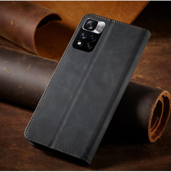 Magnet Fancy Case Fodral för Xiaomi Redmi Note 11 Pro Pouch Card Plånbok Korthållare Svart