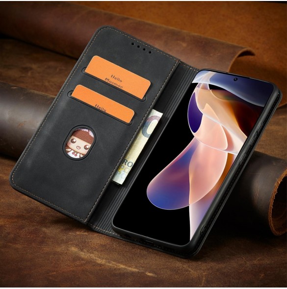 Magnet Fancy Case Fodral för Xiaomi Redmi Note 11 Pro Pouch Card Plånbok Korthållare Svart