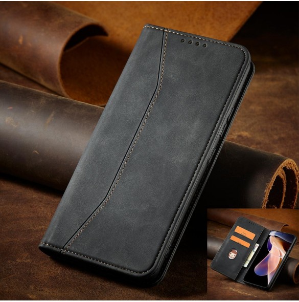 Magnet Fancy Case Fodral för Xiaomi Redmi Note 11 Pro Pouch Card Plånbok Korthållare Svart