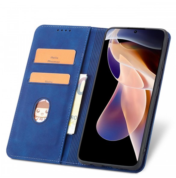 Magnet Fancy Case Fodral för Xiaomi Redmi Note 11 Pro Pouch Card Plånbok Korthållare Blå