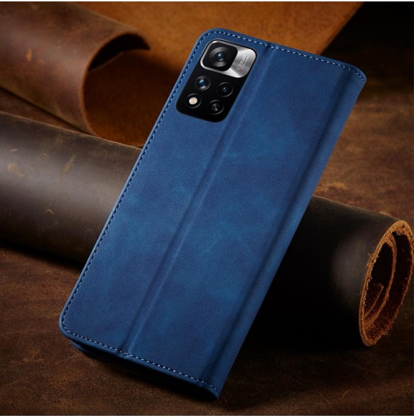Magnet Fancy Case Fodral för Xiaomi Redmi Note 11 Pro Pouch Card Plånbok Korthållare Blå