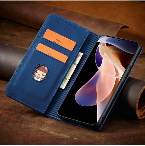 Magnet Fancy Case Fodral för Xiaomi Redmi Note 11 Pro Pouch Card Plånbok Korthållare Blå