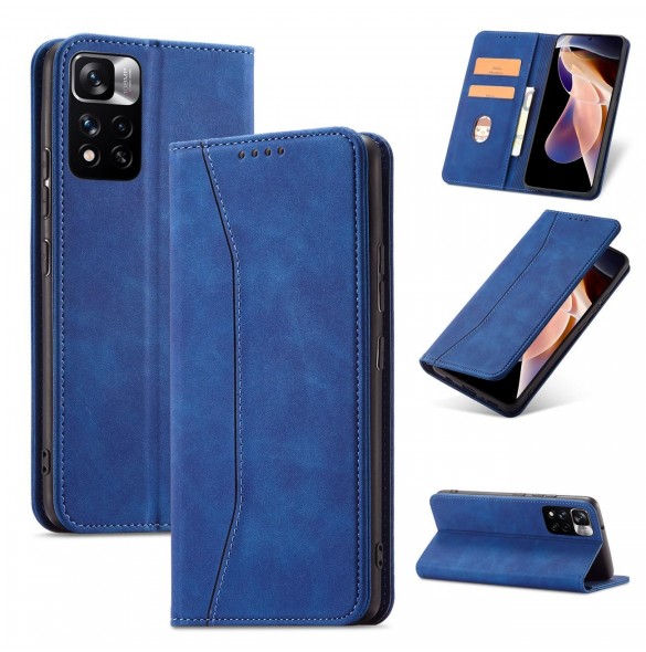 Magnet Fancy Case Fodral för Xiaomi Redmi Note 11 Pro Pouch Card Plånbok Korthållare Blå