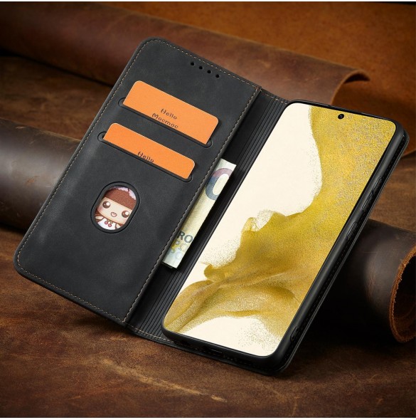Magnet Fancy Case Fodral för Samsung Galaxy S22 + (S22 Plus) Plånbok Korthållare Svart