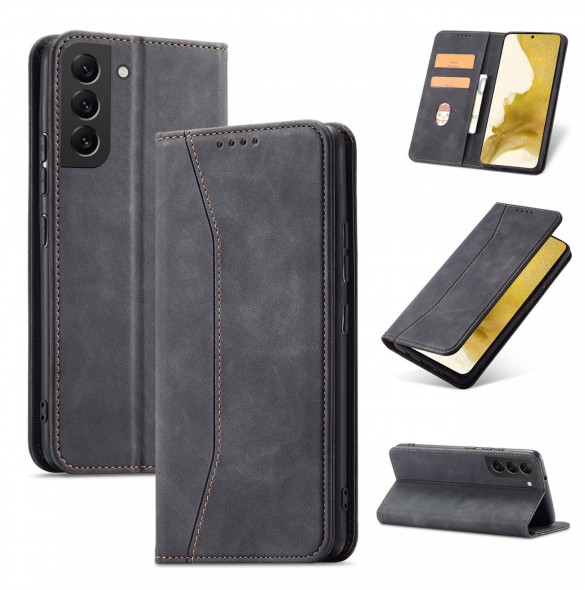 Magnet Fancy Case Fodral för Samsung Galaxy S22 + (S22 Plus) Plånbok Korthållare Svart
