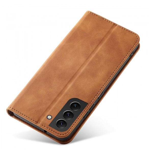Magnet Fancy Case Fodral för Samsung Galaxy S22 + (S22 Plus) Plånbok Korthållare Brun