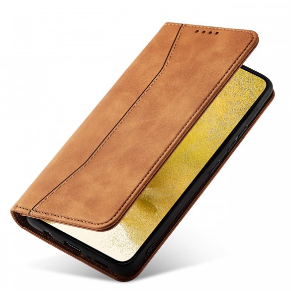 Magnet Fancy Case Fodral för Samsung Galaxy S22 + (S22 Plus) Plånbok Korthållare Brun