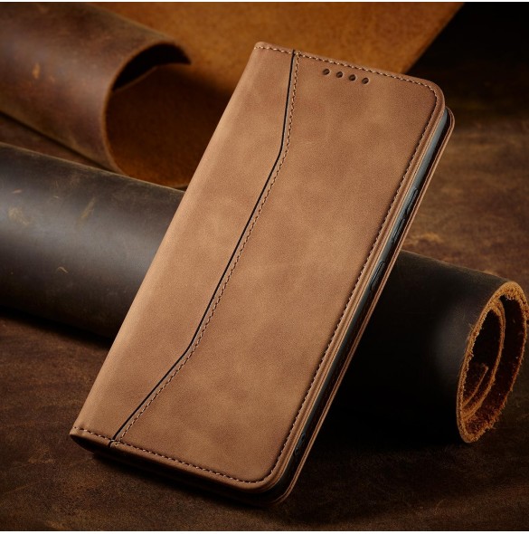 Magnet Fancy Case Fodral för Samsung Galaxy S22 + (S22 Plus) Plånbok Korthållare Brun
