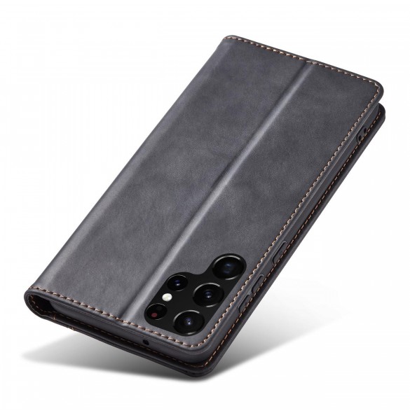 Magnet Fancy Case Fodral för Samsung Galaxy S22 Ultra Cover Card Plånbok Kortställ Svart
