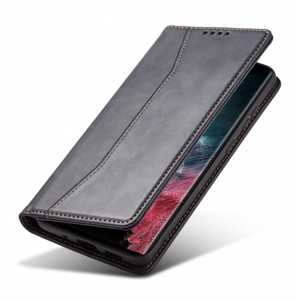 Magnet Fancy Case Fodral för Samsung Galaxy S22 Ultra Cover Card Plånbok Kortställ Svart