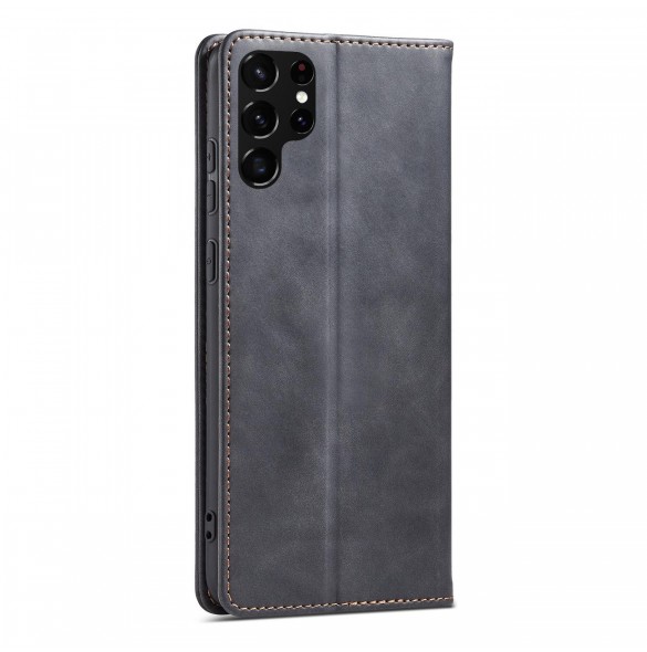 Magnet Fancy Case Fodral för Samsung Galaxy S22 Ultra Cover Card Plånbok Kortställ Svart