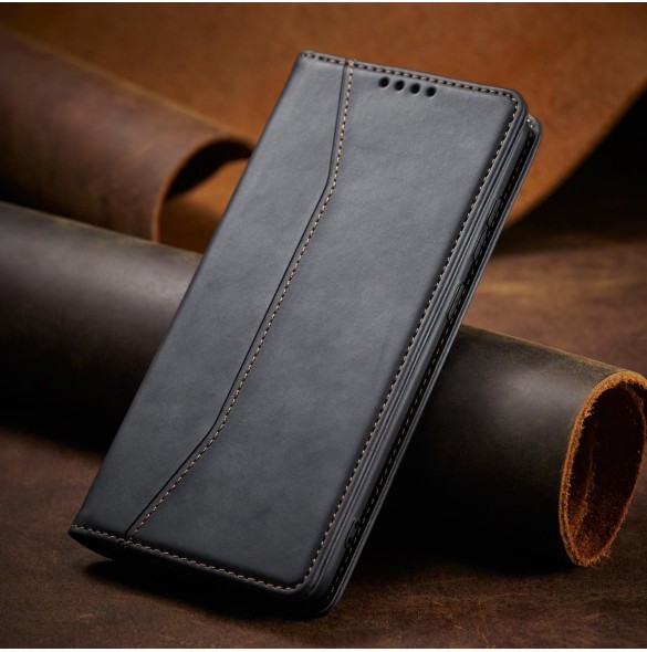 Magnet Fancy Case Fodral för Samsung Galaxy S22 Ultra Cover Card Plånbok Kortställ Svart