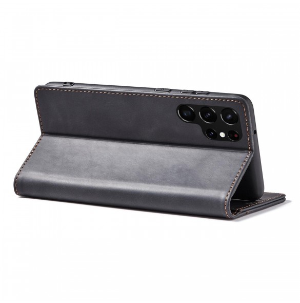 Magnet Fancy Case Fodral för Samsung Galaxy S22 Ultra Cover Card Plånbok Kortställ Svart