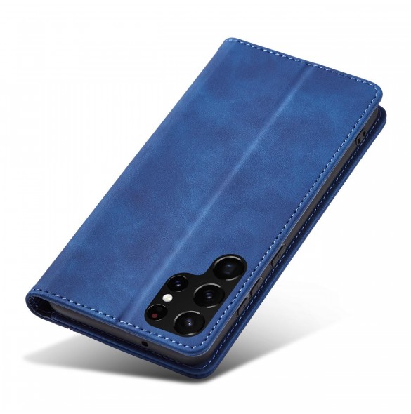 Magnet Fancy Case Fodral för Samsung Galaxy S22 Ultra Cover Card Plånbok Kortställ Blå