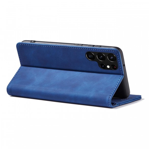 Magnet Fancy Case Fodral för Samsung Galaxy S22 Ultra Cover Card Plånbok Kortställ Blå