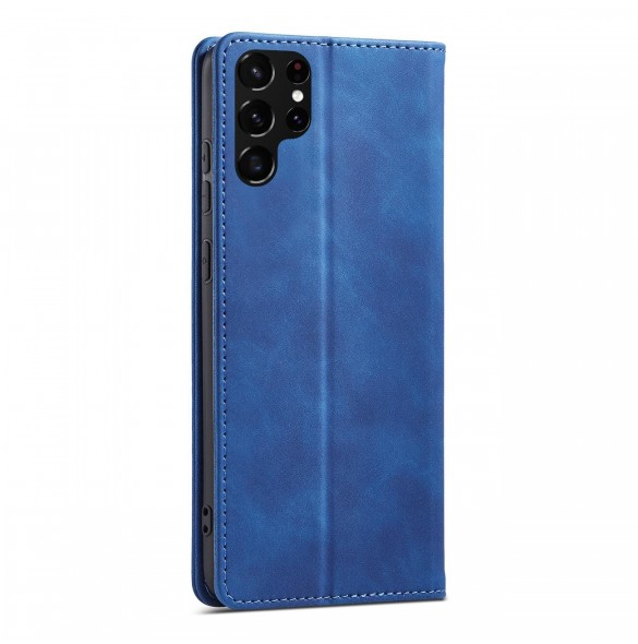 Magnet Fancy Case Fodral för Samsung Galaxy S22 Ultra Cover Card Plånbok Kortställ Blå