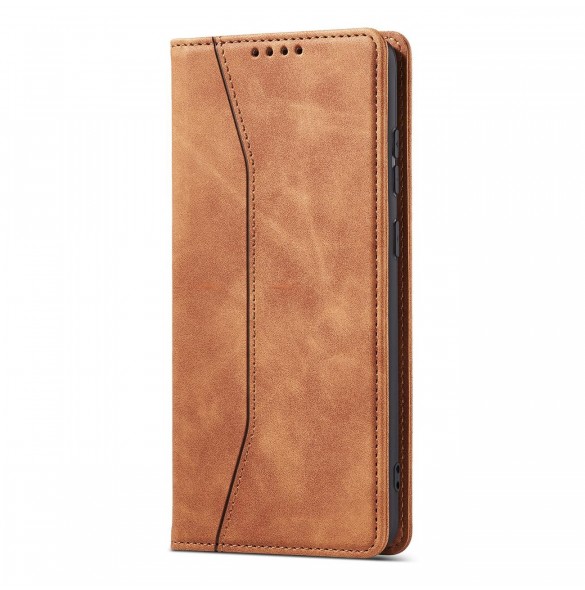 Magnet Fancy Case Fodral för Samsung Galaxy S22 Ultra Cover Card Plånbok Kortställ Brun