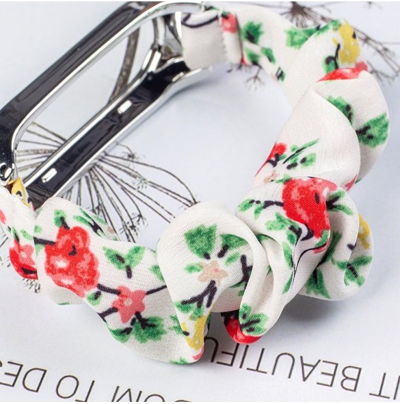 Tygarmband för Xiaomi Mi Band 6/5/4/3 rem armband elastiska scrunchies röd