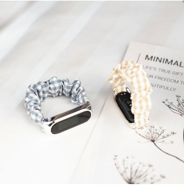 Tygarmband för Xiaomi Mi Band 6/5/4/3 rem armband elastiska scrunchies röd