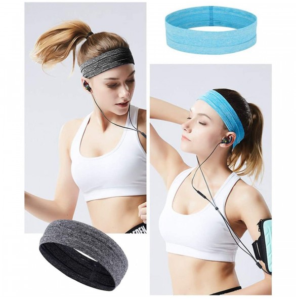 Elastiskt tyg pannband för löpning fitness blå