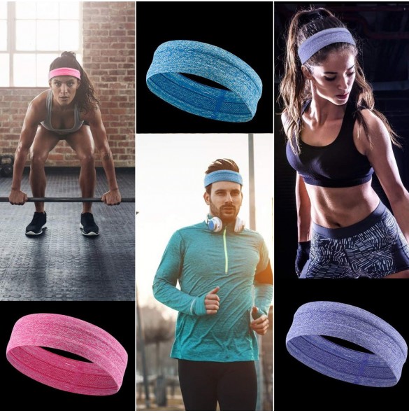 Elastiskt tyg pannband för löpning fitness blå