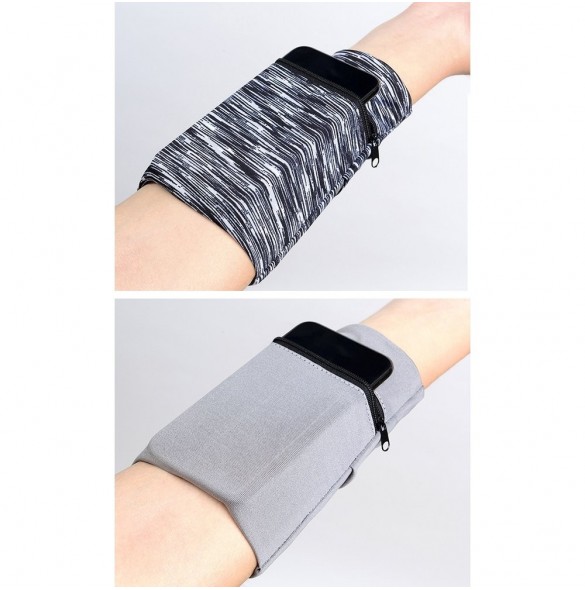 Armband i tyg för löpning av fitnessränder vit/svart
